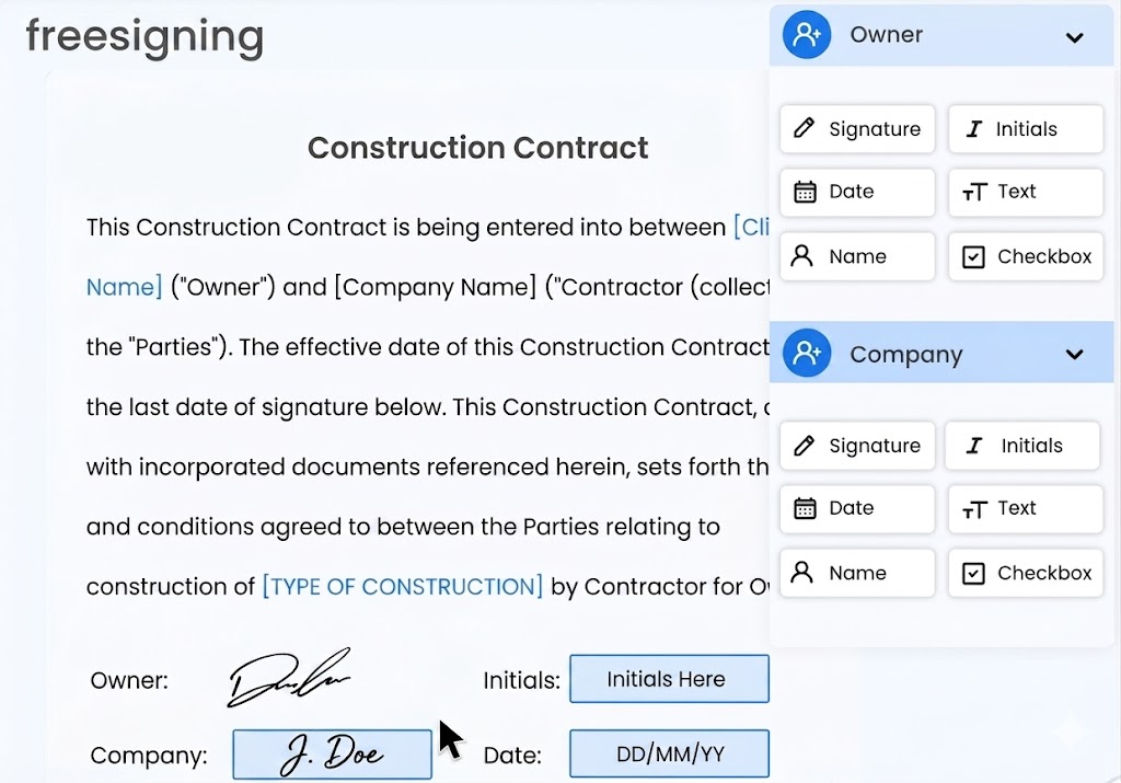 Freesigning e-signature app